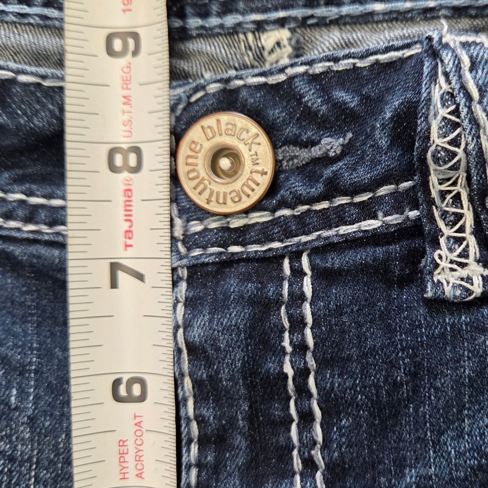 Y2k thick stitch distressed bootcut denim Twentyone Black by Rue21 Juniors 7/8R - Picture 9 of 10